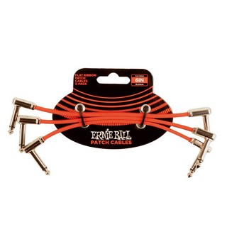 ERNIE BALL FLAT RIBBON PATCH CABLE 6IN #6402 - RED - 3 PACK