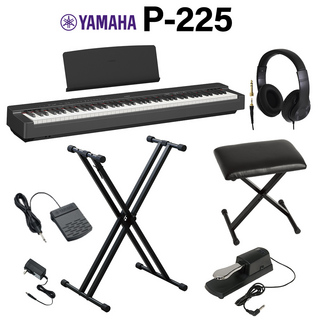 YAMAHAP-225B ブラック 電子ピアノ 88鍵盤 ヘッドホン・Xスタンド・Xイス・ダンパーペダルセット 【WEBSHOP限定】