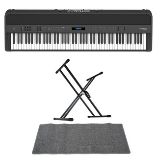 Rolandローランド FP-90X-BK Digital Piano ブラック デジタルピアノ スタンド マット 3点セット [鍵盤 DMset]