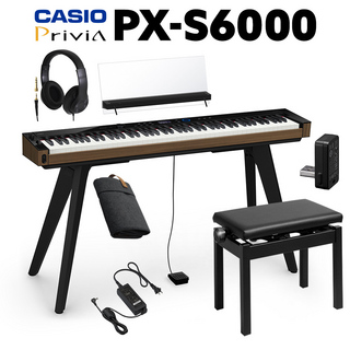 Casio PX-S6000 BK ブラック 電子ピアノ 88鍵盤 ヘッドホン・専用スタンド・高低自在イスセット 【WEBSHOP限定】