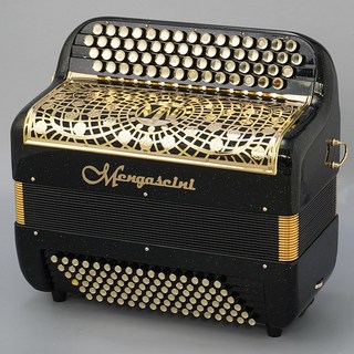 Mengascini 【デジタル楽器特価祭り】F4-96 Black Sparkle Gold (フレンチタイプボタン式アコーディオン)