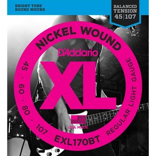 D'Addario EXL170BT Balanced Tension Nickel Wound Electric Bass Strings (Regular Light)