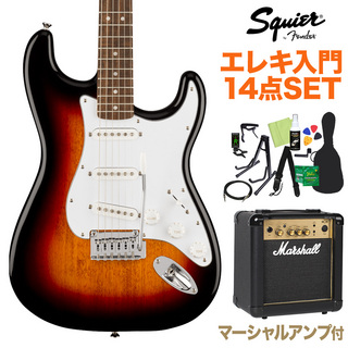 Squier by Fender AFF STRAT LRL WPG 3TS エレキギター初心者14点セット【マーシャルアンプ付き】