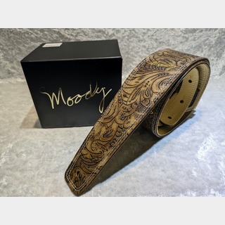 moody MOODY STRAP 2.5" LEATHER BACKED WESTERN GUITAR STRAP - BROWN/CREAM