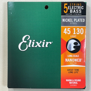 Elixir#14202 Nickel Plated Steel NANO WEB 5-String Light 45-130【同梱可能】【5弦用】【ロングスケール】