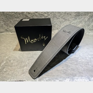 moody MOODY STRAP 2.5" LEATHER BACKED GUITAR STRAP -LIGHT GRAY/BLACK 
