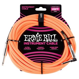 ERNIE BALL #6067 BRAIDED INSTRUMENT CABLE STRAIGHT/ANGLE 25FT (NEON ORANGE)【在庫処分特価】
