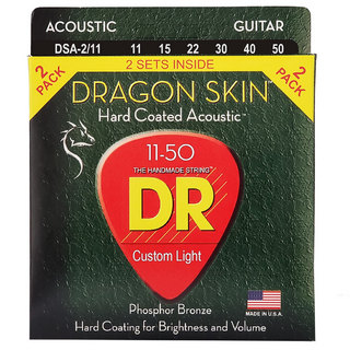 DR DRAGON SKIN DSA-2/11 2PACK Custom Light 011-050 アコースティックギター コーティング弦 フォスファーブ