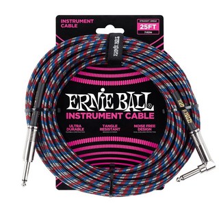 ERNIE BALLBraided Instrument Cable 25ft S/L (Black/Red/Blue/White) [#6063]