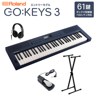 Roland GO:KEYS3 MU ポータブルキーボード 61鍵盤 ヘッドホン・Xスタンド・ダンパーペダルセット