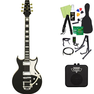 Aria Pro II212-MK2 エレキギター初心者14点セット 【ミニアンプ付き】 BK セミソリッドギター