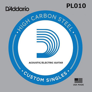 D'AddarioPL010 アコギ／エレキギター兼用弦 Plain Steel 010 【バラ弦1本】