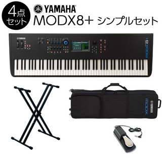 YAMAHA MODX8+シンプル4点セット【キャスター付き専用ケース/スタンド/ペダル付き】