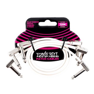 ERNIE BALL FLAT RIBBON PATCH CABLE 12IN #6386 - WHITE - 3 PACK