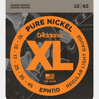 D'Addario EPN110 PURE NICKEL Regular Light 10-45 エレキギター弦 【同梱可能】