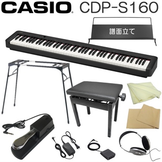 Casio CDP-S160 ブラック 安定しやすいテーブル型スタンド&昇降椅子セット