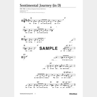 楽譜 Sentimental Journey（移調バージョン in D）