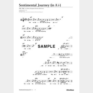 楽譜 Sentimental Journey（移調バージョン in A♭）