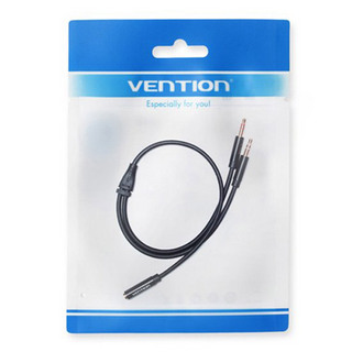 VENTION 2*3.5mm Male to 4 Pole 3.5mm Female Audio Cable 0.3M Black ABS Type