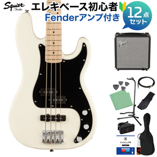 Squier by Fender Affinity Series Precision Bass PJ Black Pickguard Olympic White ベース 初心者12点セット