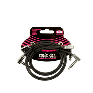 ERNIE BALL アーニーボール P06406 24" Flat Ribbon Stereo Patch Cable 2-Pack - Black パッチケーブル 2本セット