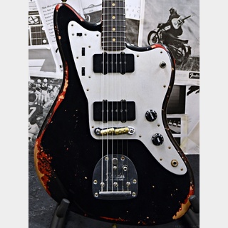 Fender Custom Shop Guitar Planet Exclusive Custom 1960s Jazzmaster Heavy Relic Reverse Headstock -Black over Dakota Red