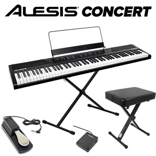 ALESIS Concert 本格ペダル+スタンド+イスセット 電子ピアノ フルサイズ・セミウェイト88鍵盤 【Recital上位機種】