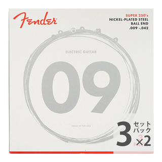 Fender フェンダー Super 250's Nickel-Plated Steel 250L Light 09-42 3 pack エレキギター弦×2