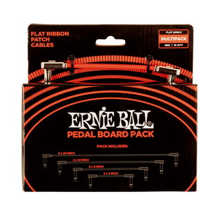 ERNIE BALL アーニーボール P06404 Flat Ribbon Patch Cables Pedalboard Multi-Pack - Red パッチケーブルセット