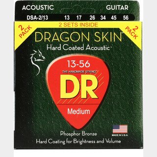 DRDRAGON SKIN DSA-2/13 2PACK Medium 013-056 アコースティックギター コーティング弦 フォスファーブロンズ