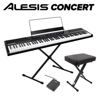 ALESIS Concert スタンド+イスセット 電子ピアノ フルサイズ・セミウェイト88鍵盤 【Recital上位機種】
