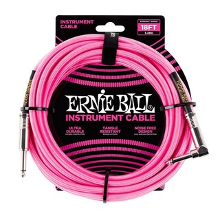 ERNIE BALL Braided Instrument Cable 18ft S/L (Neon Pink) [#6083]