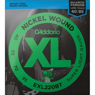 D'Addario EXL220BT Balanced Tension Nickel Wound Electric Bass Strings (Super Light)