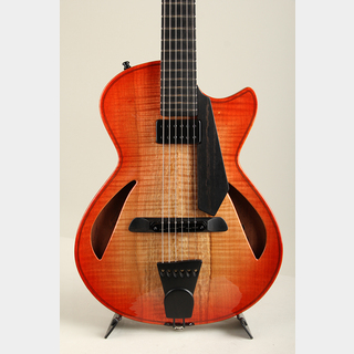 Taka Moro Guitars"Soloist" 14" Hollow Archtop Ebony Tailpiece Figured Spalted Maple Top