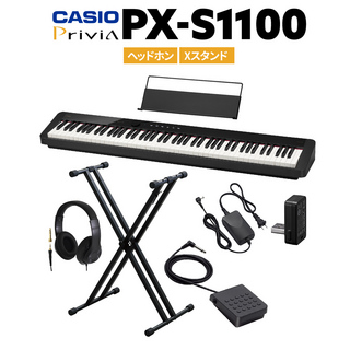 Casio PX-S1100 BK ブラック 電子ピアノ 88鍵盤 ヘッドホン・Xスタンドセット 【PX-S1000後継品】
