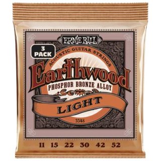 ERNIE BALL Earthwood Acoustic Phosphor Bronze Light 3 Pack (11-52) #3548