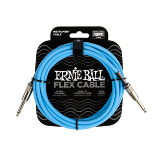 ERNIE BALL アニーボール 6412 FLEX CABLE 10’ SS BL 10フィート 両側ストレートプラグ ブルー ギターケーブル