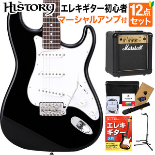 HISTORY HST-Standard BLK Black エレキギター 初心者12点セット マーシャルアンプ付
