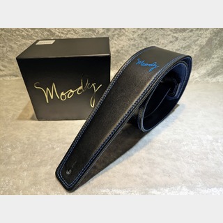 moody MOODY STRAP 2.5" LEATHER BACKED GUITAR STRAP - BLACK/BLUE