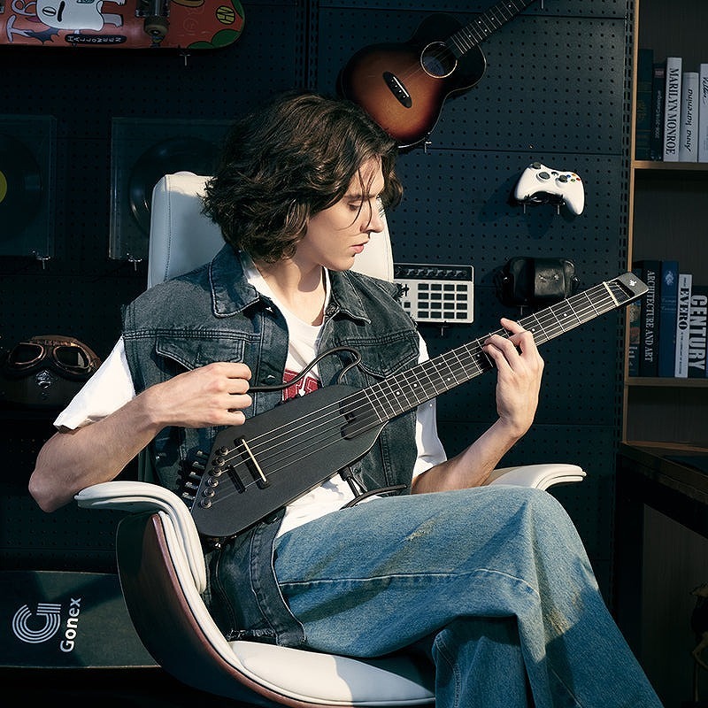 Donner Hush C Guitar ブラック 6弦 HUSH-C Nylon String Acoustic-Electric Headless Travel Guitar