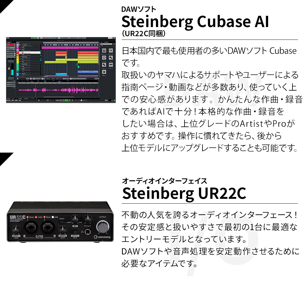 Steinberg UR22C アコギ・管楽器 録音セット 初めてのDTMにオススメ