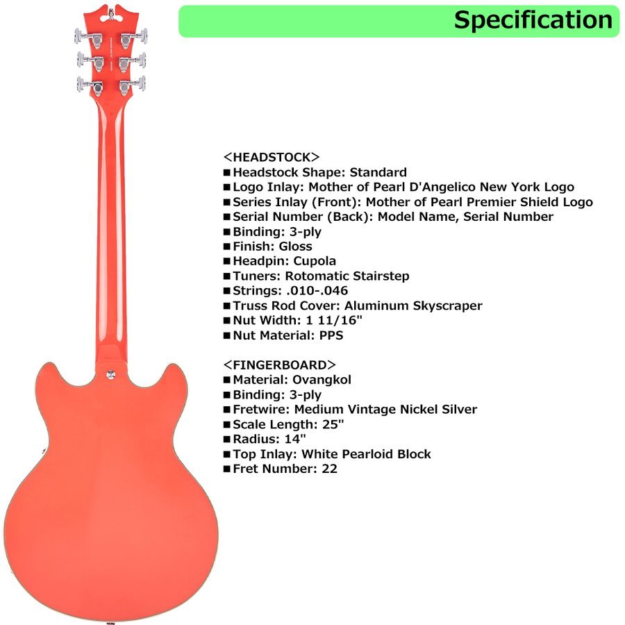 D'Angelico Premier Mini DC Fiesta Red（新品/送料無料）【楽器検索