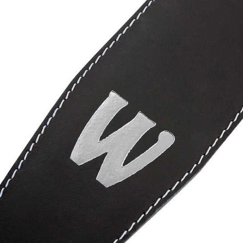 Warwick Teambuilt Genuine Leather Bass Strap Black Silver