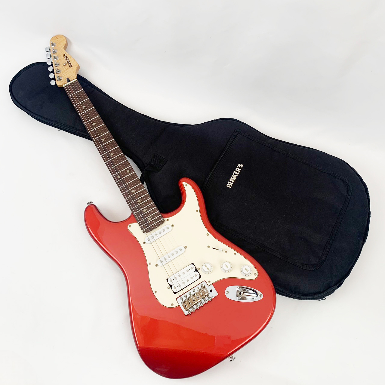 BUSKER'S ストラトキャスター　赤 BUSKER'S BST-Standard 初心者セット ミニアンプ付 RED ストラト