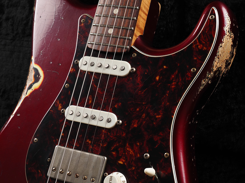 Xotic XSC-2 Ash/Rose Heavy Aged ~Dark Candy Apple Red Over 3-Tone