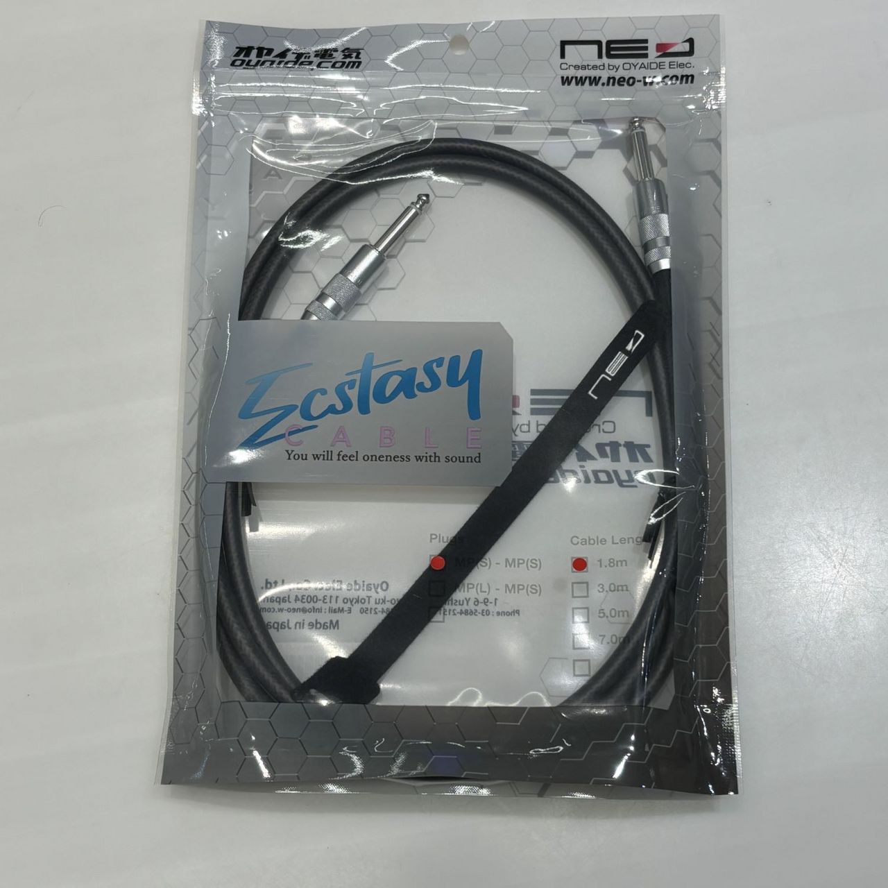 Oyaide Ecstasy Cable 約5m L-S Neutrik銀 NEO by OYAIDE Elec Ecstasy