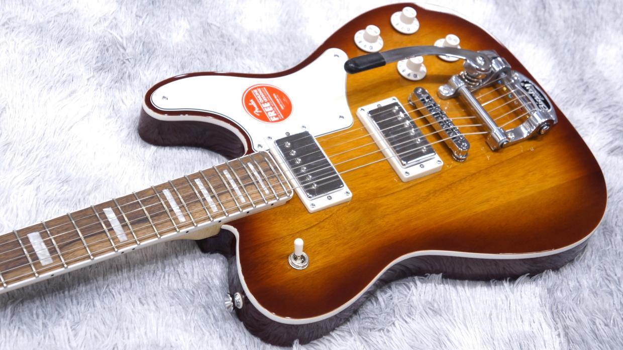 Squier by Fender Paranormal Troublemaker Telecaster Deluxe Bigsby, Parchment Pickguard, Honey Sunburst 사진 5