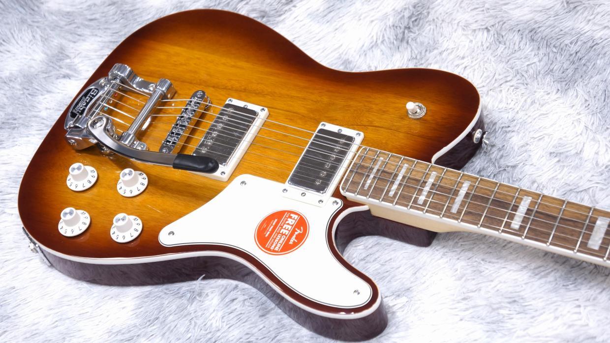 Squier by Fender Paranormal Troublemaker Telecaster Deluxe Bigsby, Parchment Pickguard, Honey Sunburst 사진 4