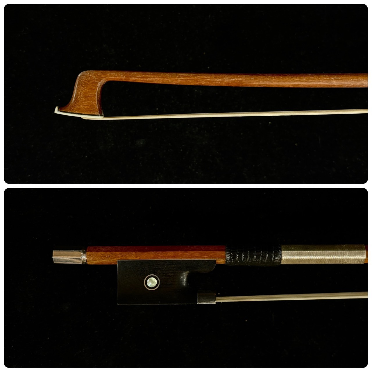 【オールド】バイオリン弓 4/4 フェルナンブーコ材 無刻印 スティック修復済 オールド】バイオリン弓 4/4 フェルナンブーコ材 無刻印 スティック