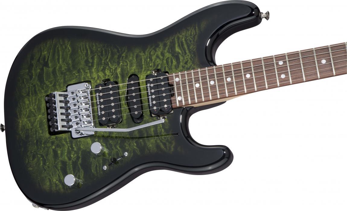 Charvel MJ Series San Dimas Style 1 HSH FR PF QM Transparent Green